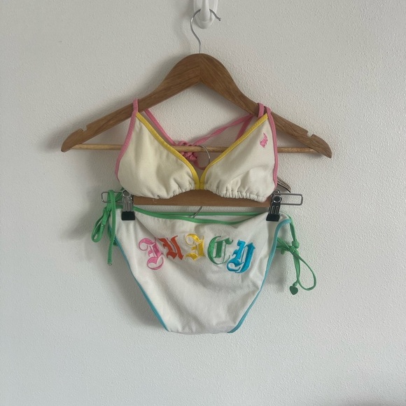 Y2K Vintage Juicy Couture Terry Cloth Rainbow Jumpsuit, size small - Picture 12 of 13